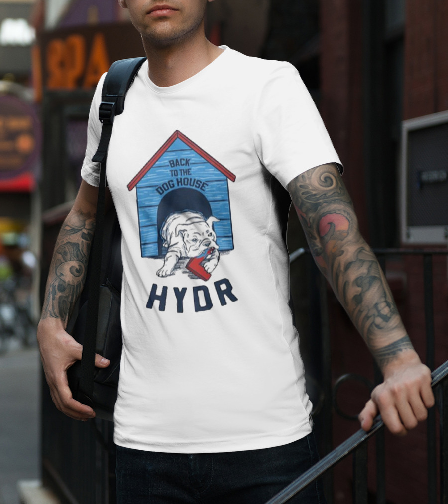 Back To The Dog House HYDR Bulldog With Doghouse And Letter C T-Shirt