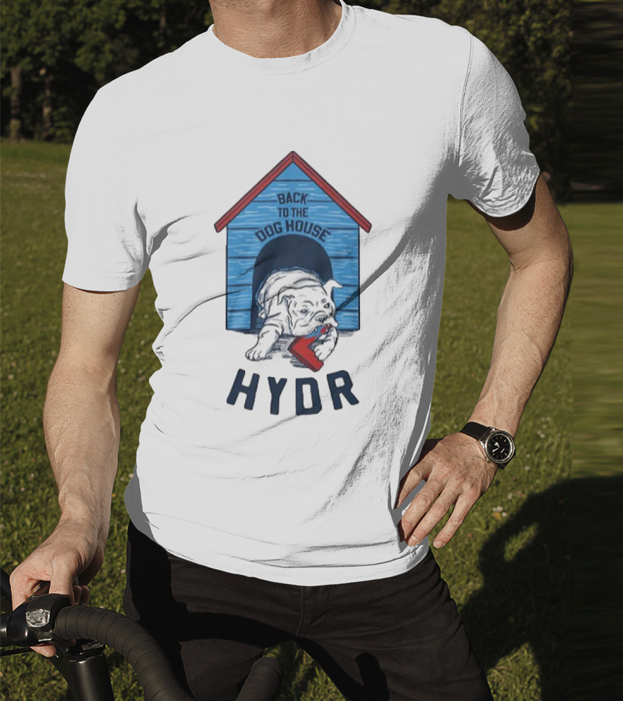 Back To The Dog House HYDR Bulldog With Doghouse And Letter C T-Shirt