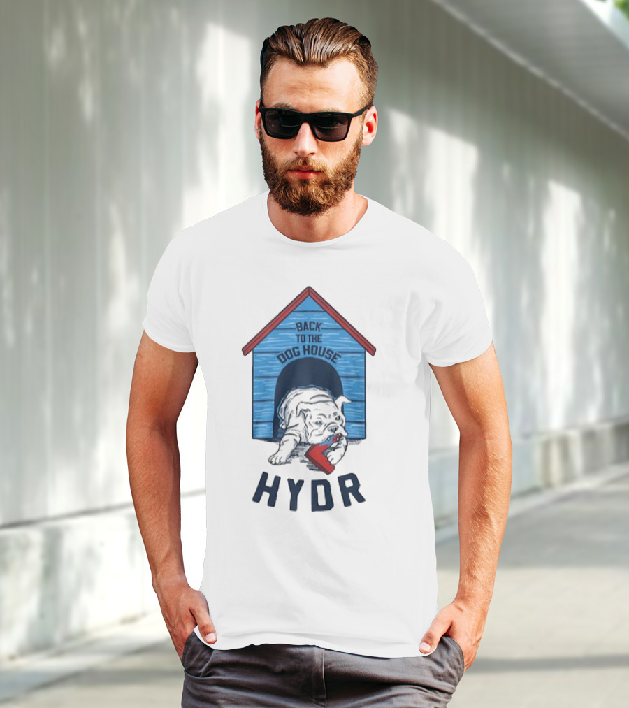 Back To The Dog House HYDR Bulldog With Doghouse And Letter C T-Shirt