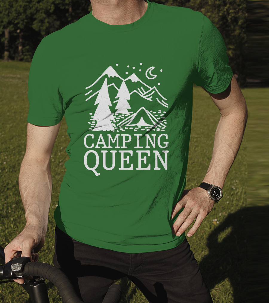 Camping Queen Mountain Tent Moon Forest Adventure T-Shirt