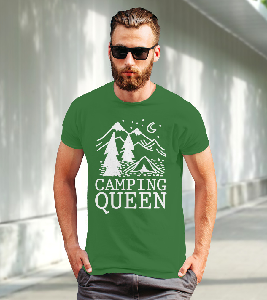 Camping Queen Mountain Tent Moon Forest Adventure T-Shirt