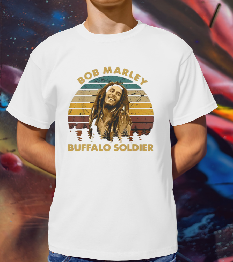 Bob Marley Buffalo Soldier Vintage Retro Sunset T-Shirt