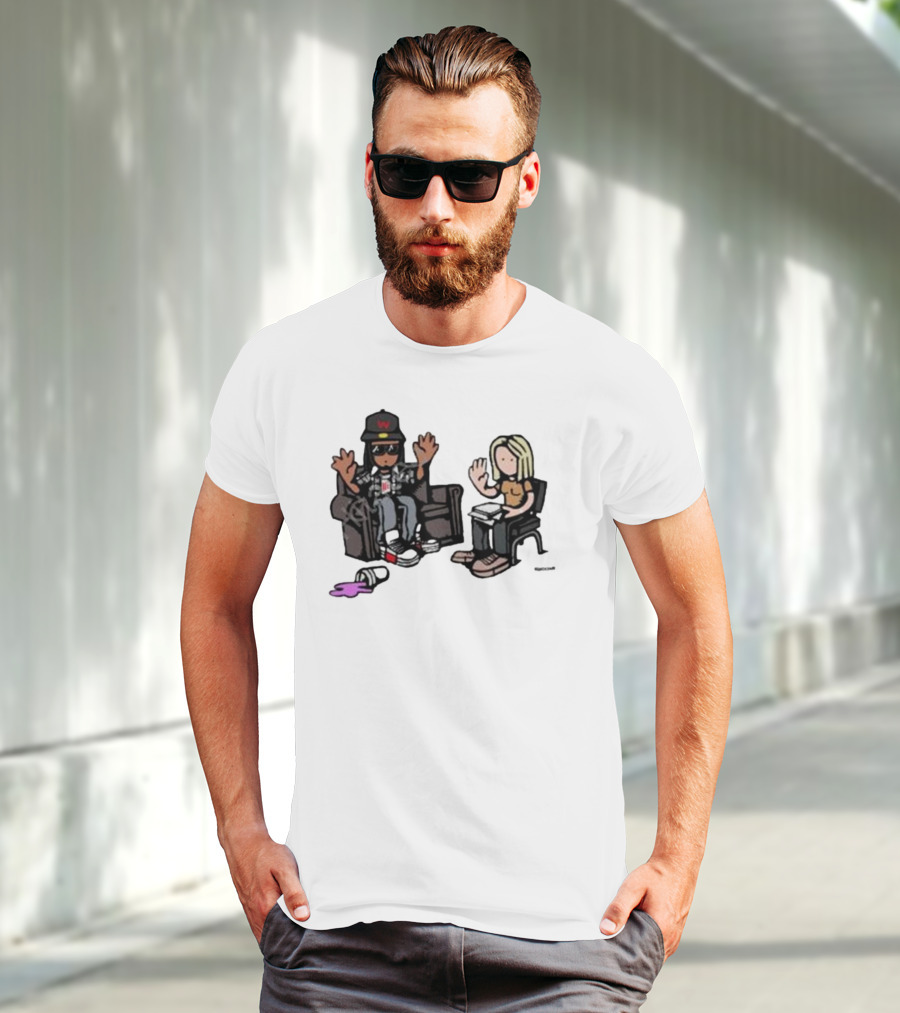 Cartoon Lil Wayne Interview Scene With Spilled Cup T-Shirt