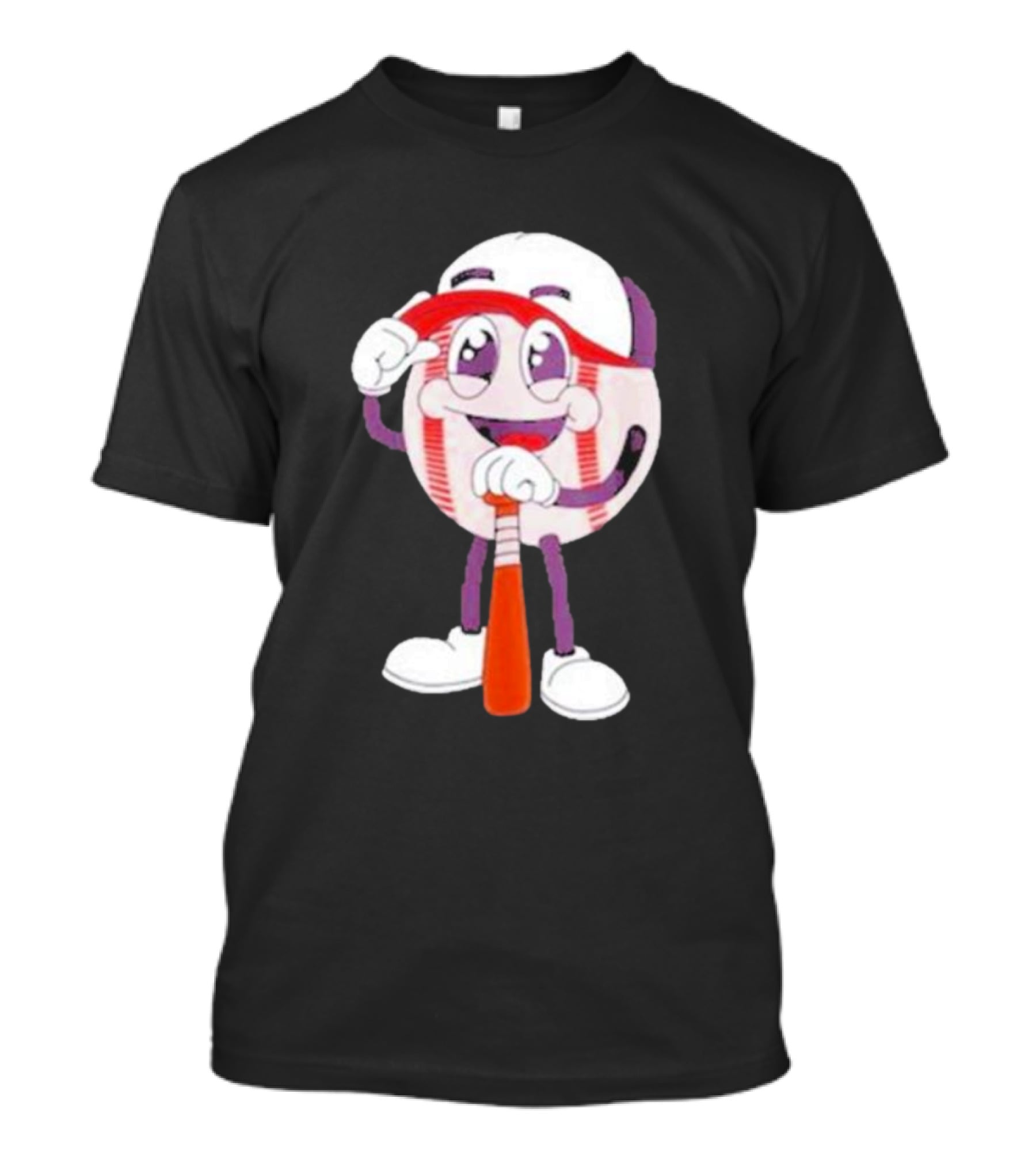 Smiling Baseball Mascot With Bat And Cap T-Shirt