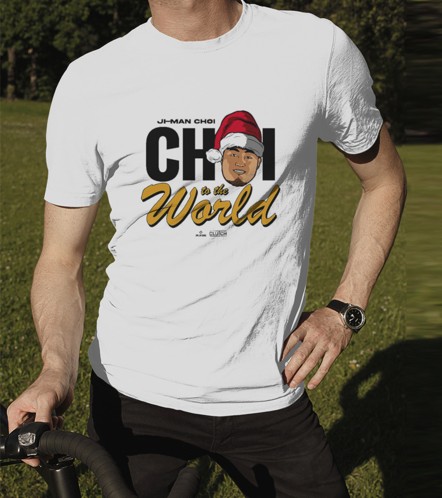 Ji-Man Choi Choi To The World Christmas Clutch Baseball Santa Hat T-Shirt