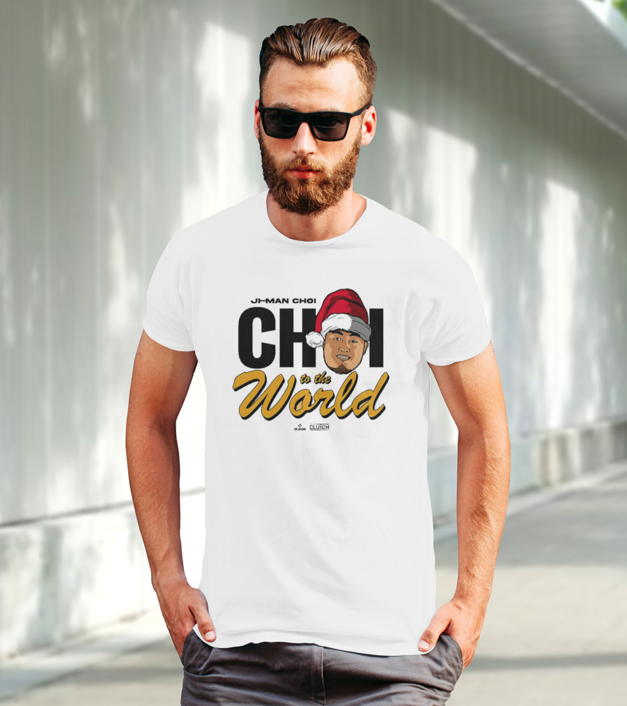 Ji-Man Choi Choi To The World Christmas Clutch Baseball Santa Hat T-Shirt