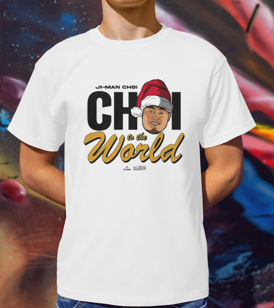 Ji-Man Choi Choi To The World Christmas Clutch Baseball Santa Hat T-Shirt