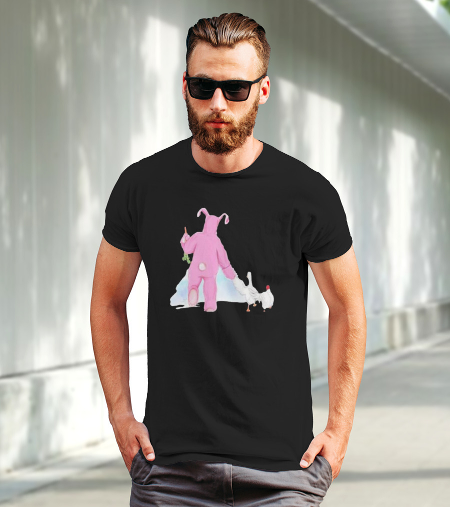 Matthew Perry Pink Bunny Holding Chicken T-Shirt