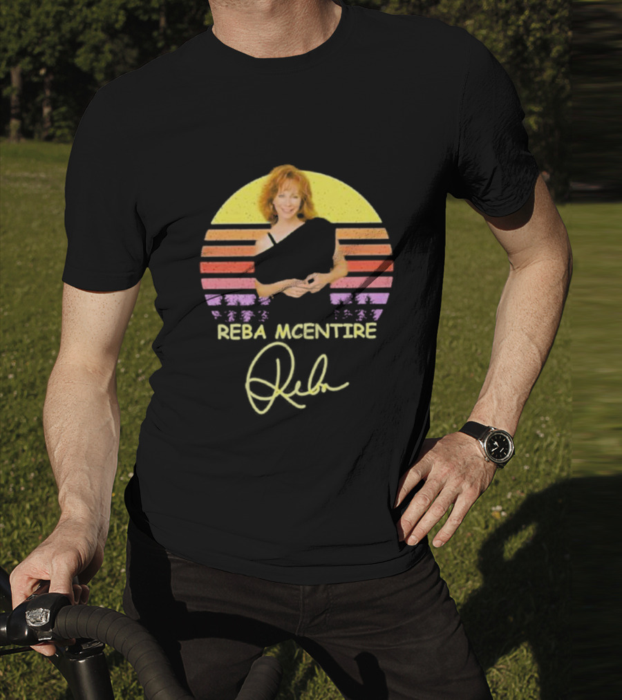 Reba McEntire Vintage Smile Signature Retro Sunset Image T-Shirt