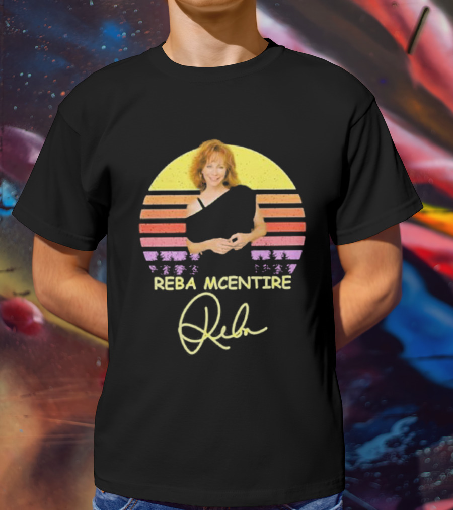 Reba McEntire Vintage Smile Signature Retro Sunset Image T-Shirt
