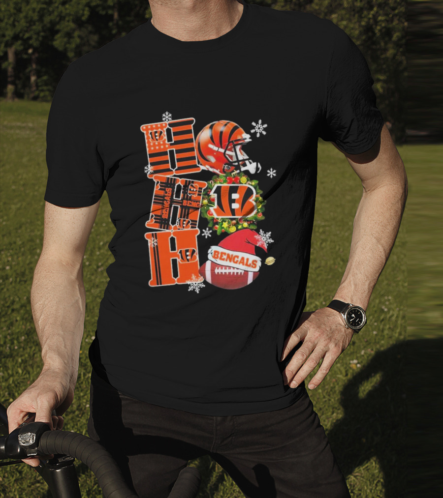 Cincinnati Bengals Ho Ho Ho Christmas Football Team T-Shirt