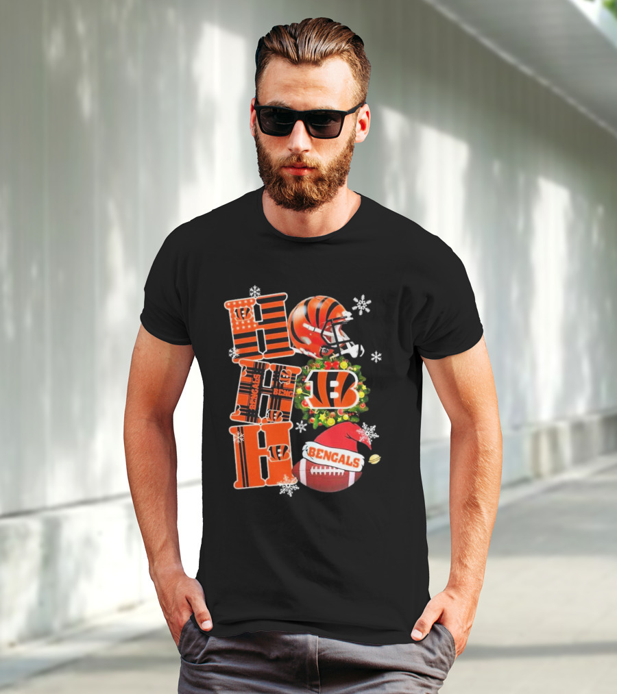 Cincinnati Bengals Ho Ho Ho Christmas Football Team T-Shirt