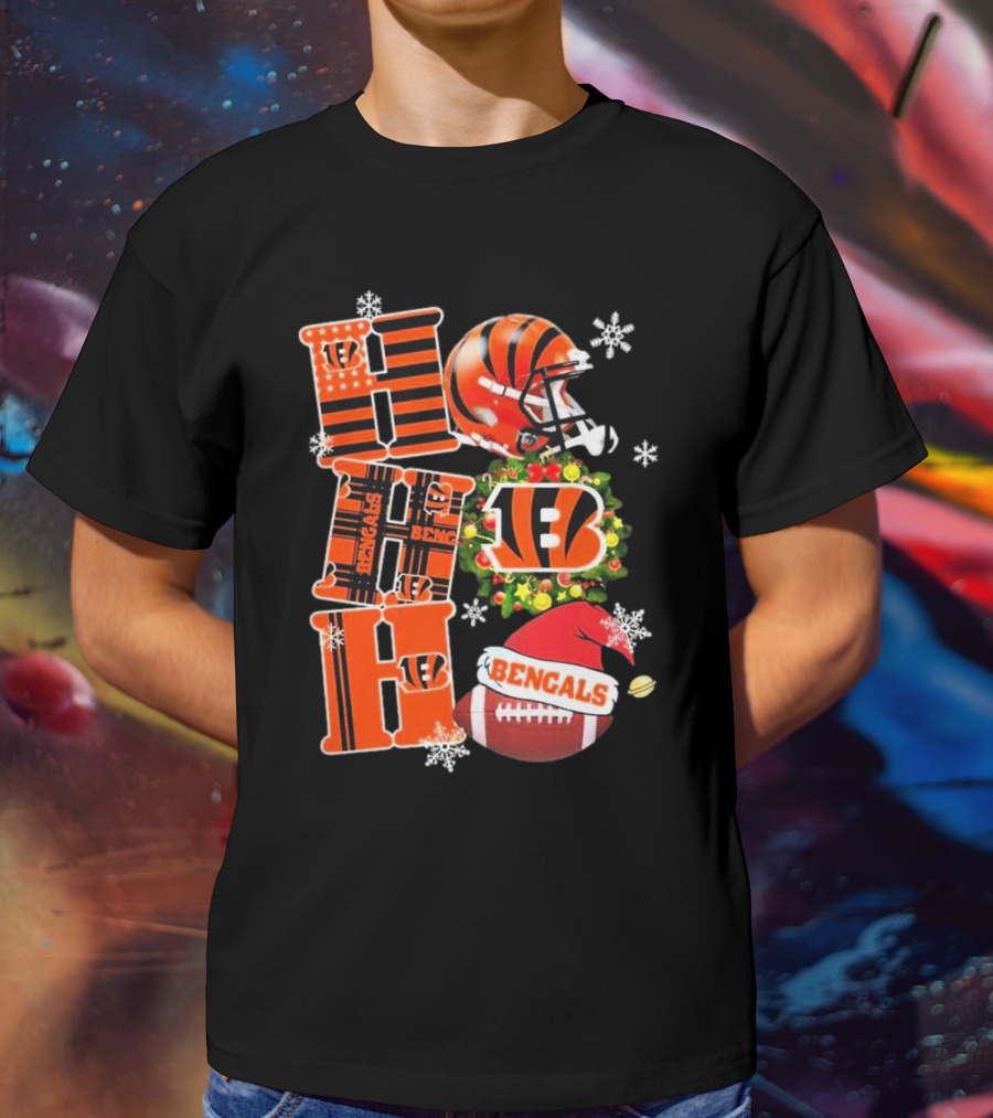 Cincinnati Bengals Ho Ho Ho Christmas Football Team T-Shirt