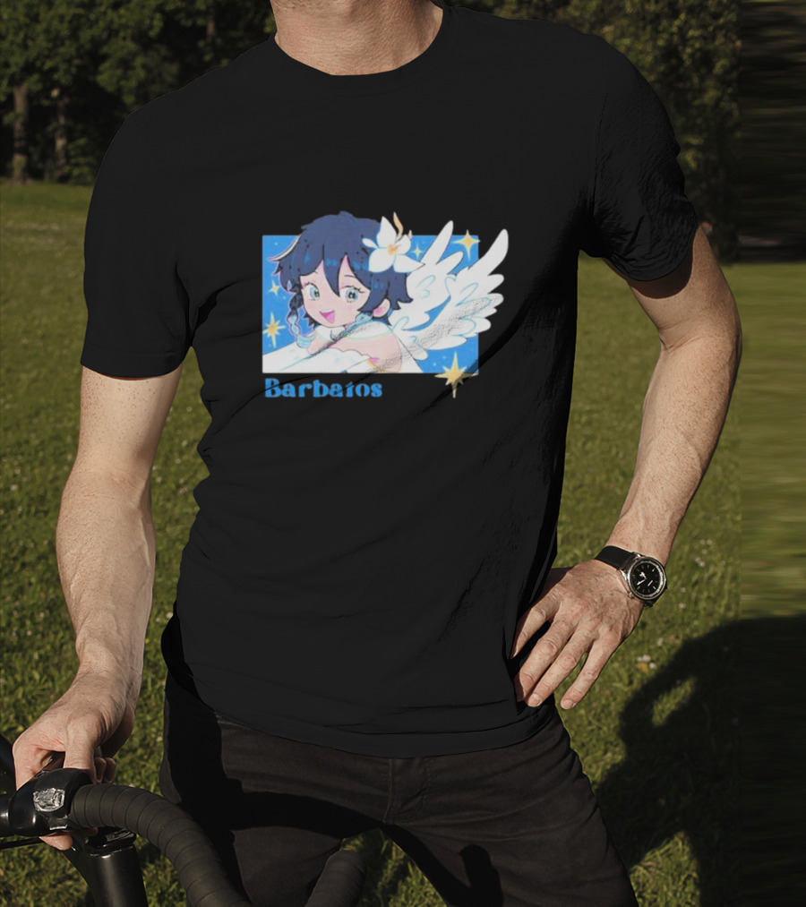 Genshin Impact Barbatos Angelic Blue Winged Character With Stars T-Shirt