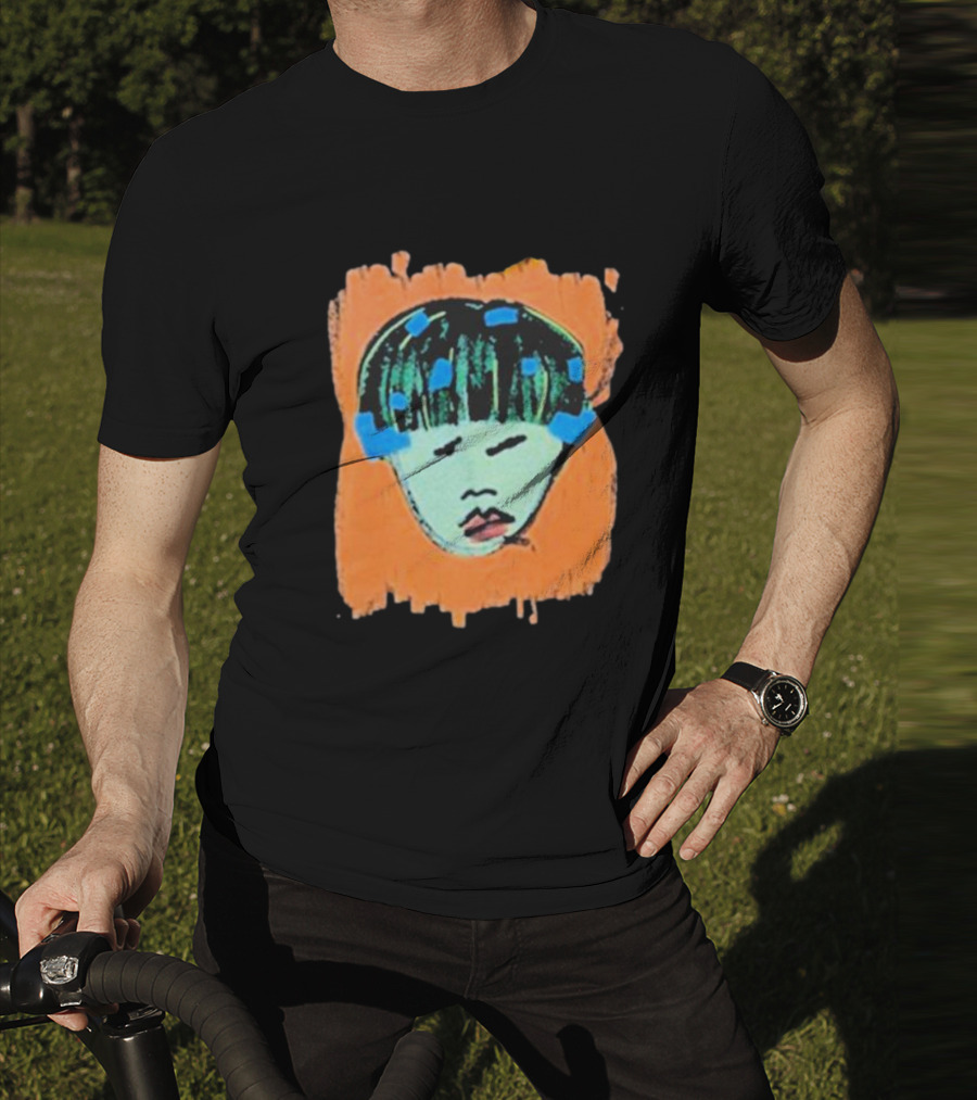 Ryan Harper Gray Iconic Abstract Portrait On Vibrant Orange Background T-Shirt