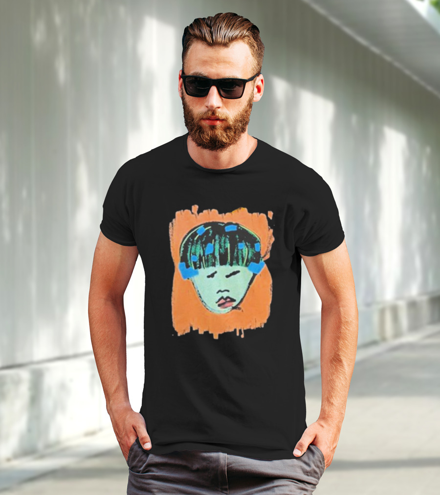 Ryan Harper Gray Iconic Abstract Portrait On Vibrant Orange Background T-Shirt