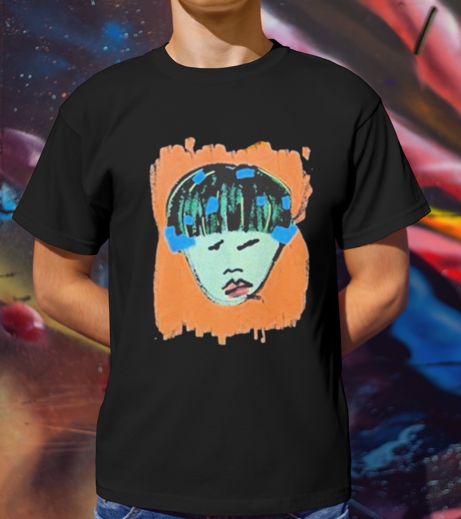 Ryan Harper Gray Iconic Abstract Portrait On Vibrant Orange Background T-Shirt