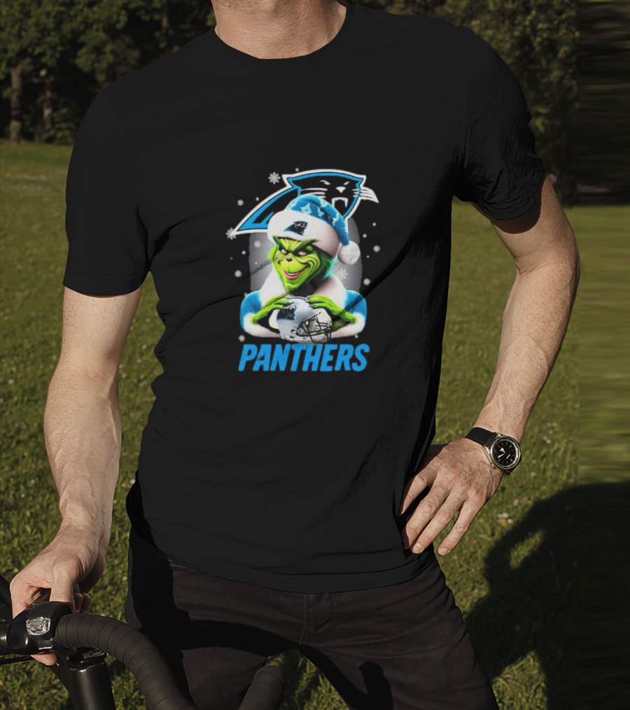Santa Grinch Carolina Panthers Merry Christmas T-Shirt