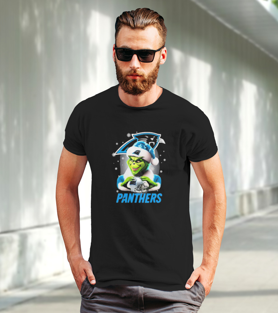 Santa Grinch Carolina Panthers Merry Christmas T-Shirt