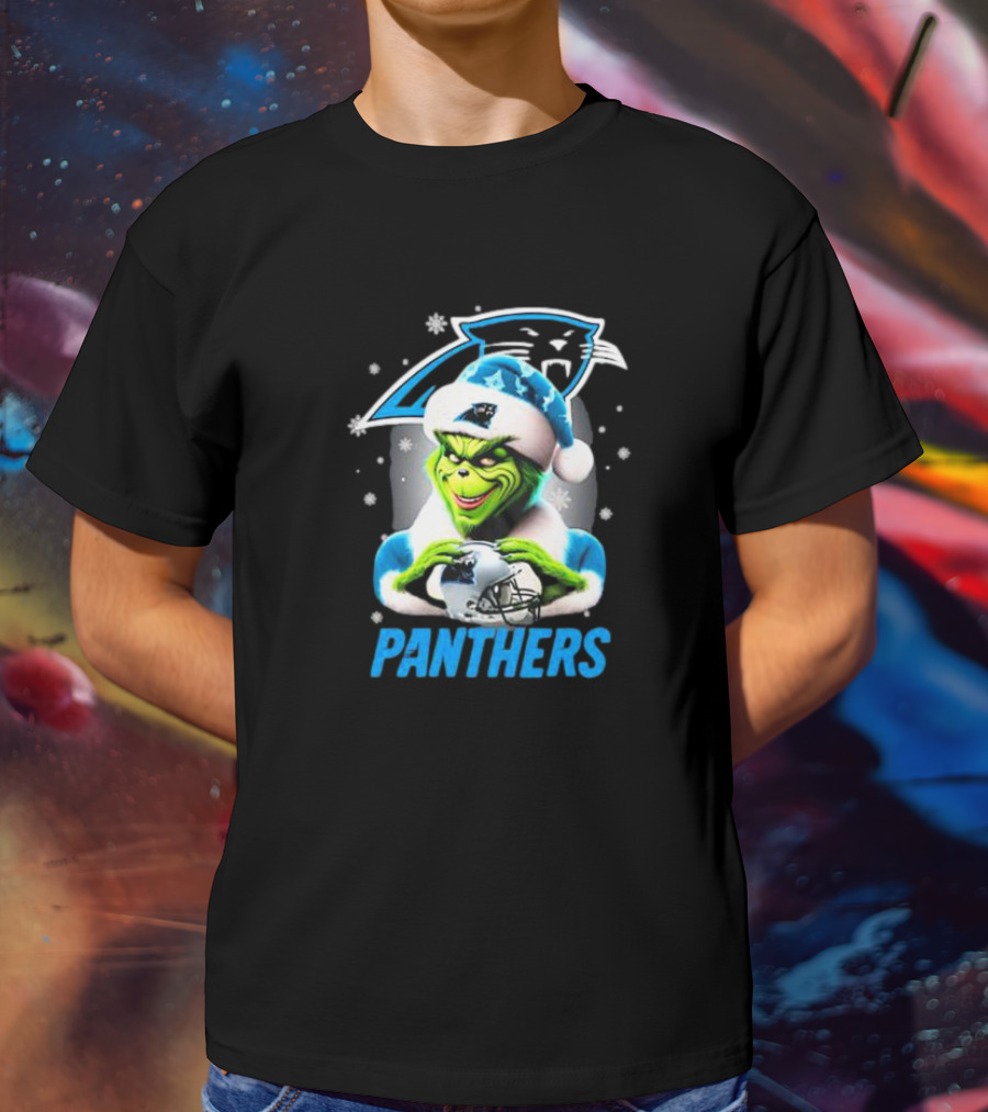 Santa Grinch Carolina Panthers Merry Christmas T-Shirt