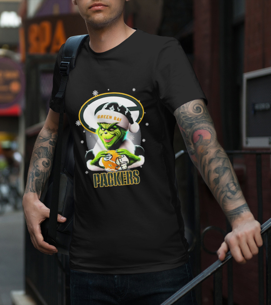 Santa Grinch Green Bay Packers Merry Christmas T-Shirt