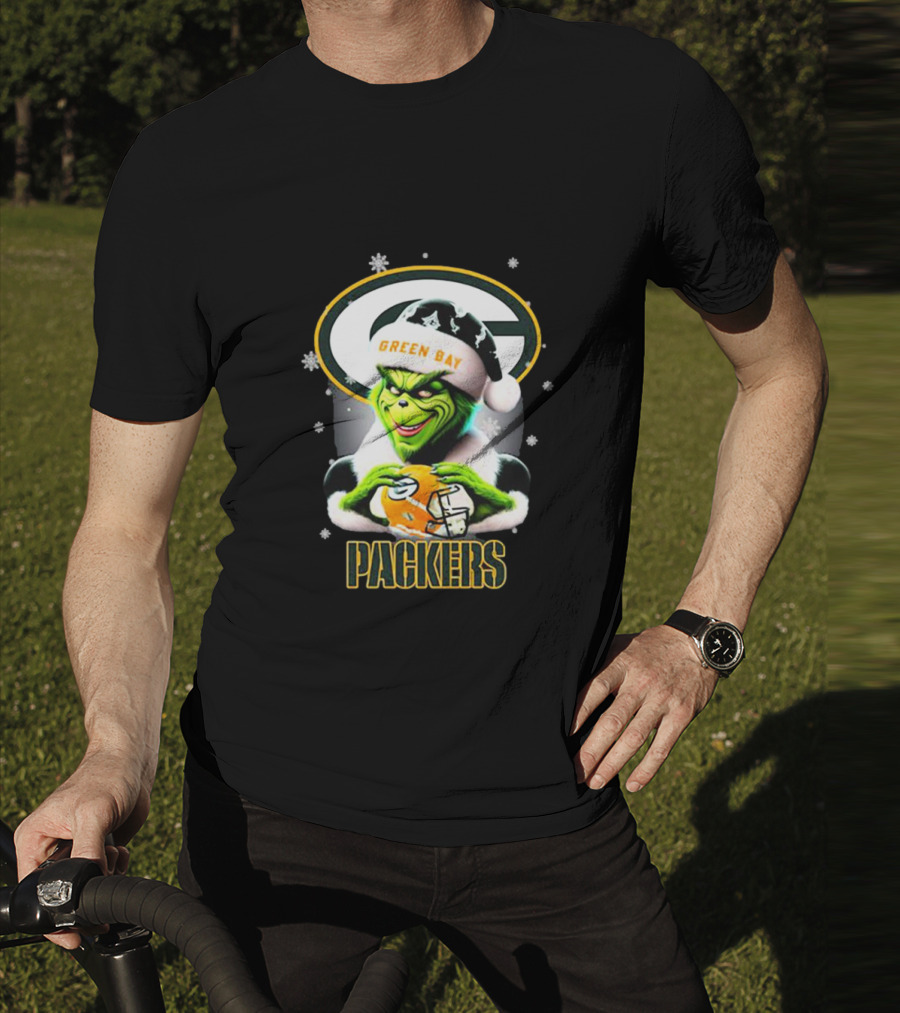 Santa Grinch Green Bay Packers Merry Christmas T-Shirt