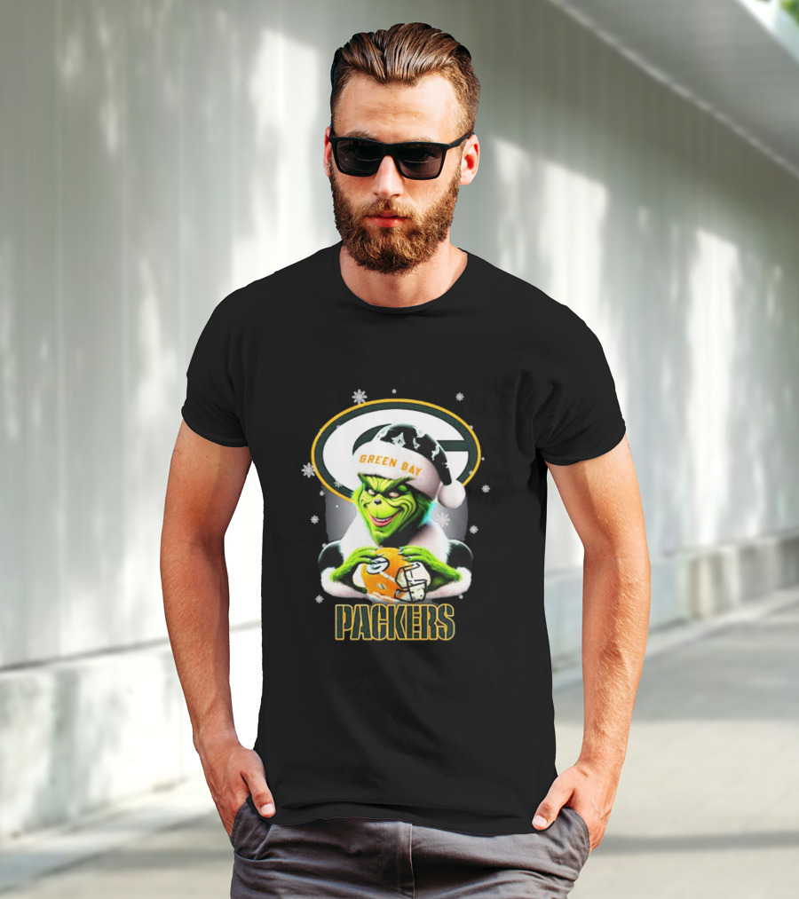 Santa Grinch Green Bay Packers Merry Christmas T-Shirt