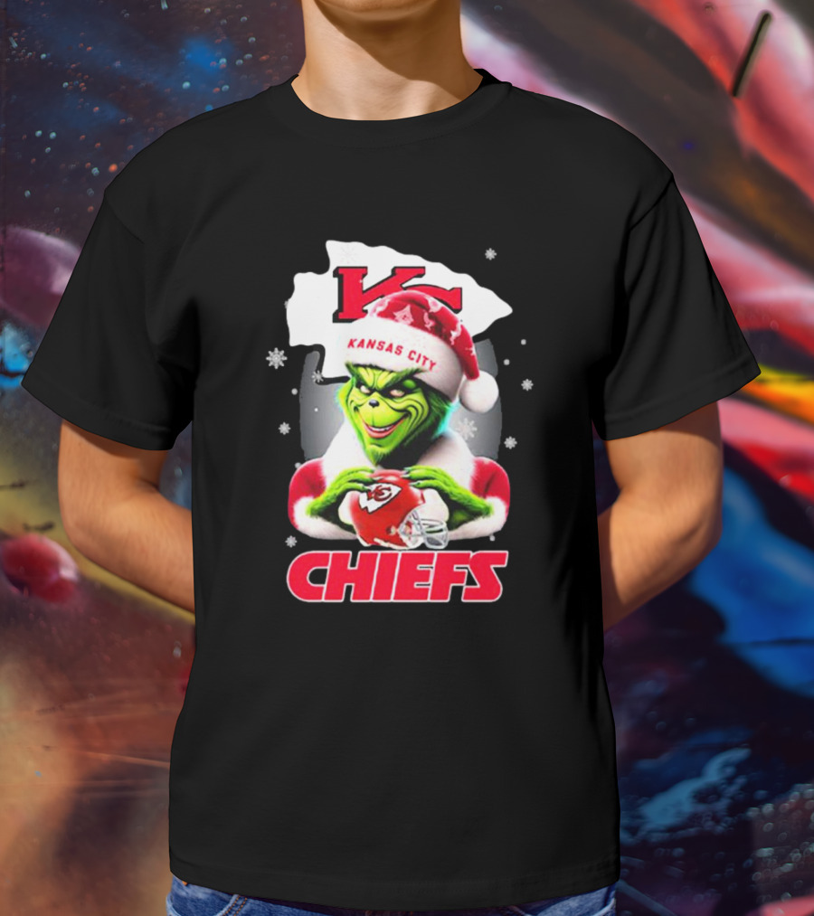 Kansas City Chiefs Grinch Santa Christmas T-Shirt