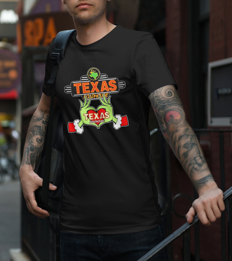 Texas Roadhouse Grinch Hand Love Christmas T-Shirt