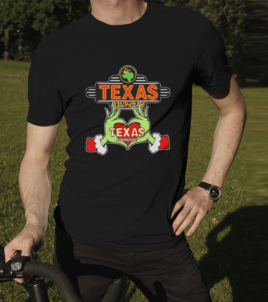 Texas Roadhouse Grinch Hand Love Christmas T-Shirt
