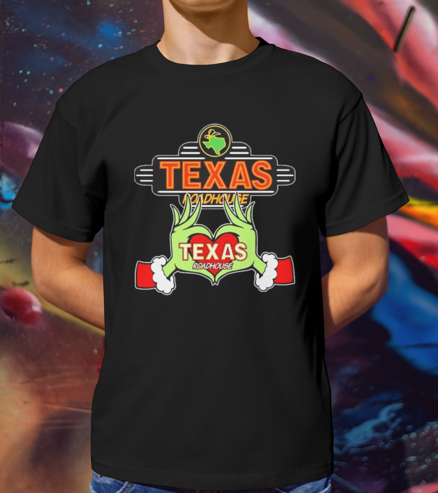 Texas Roadhouse Grinch Hand Love Christmas T-Shirt