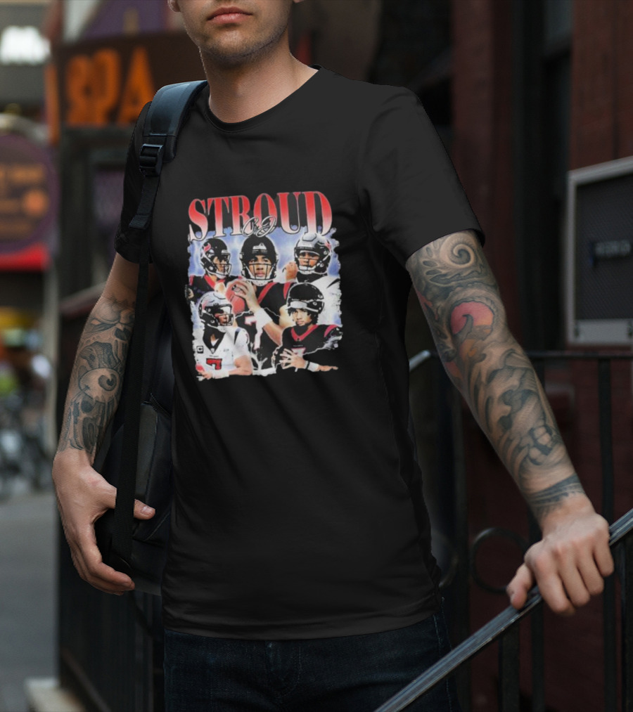 Stroud CJ Football 90s Style Houston NFL Quarterback Vintage Images T-Shirt