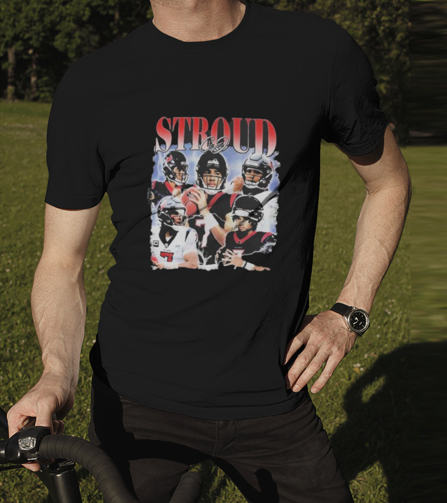 Stroud CJ Football 90s Style Houston NFL Quarterback Vintage Images T-Shirt
