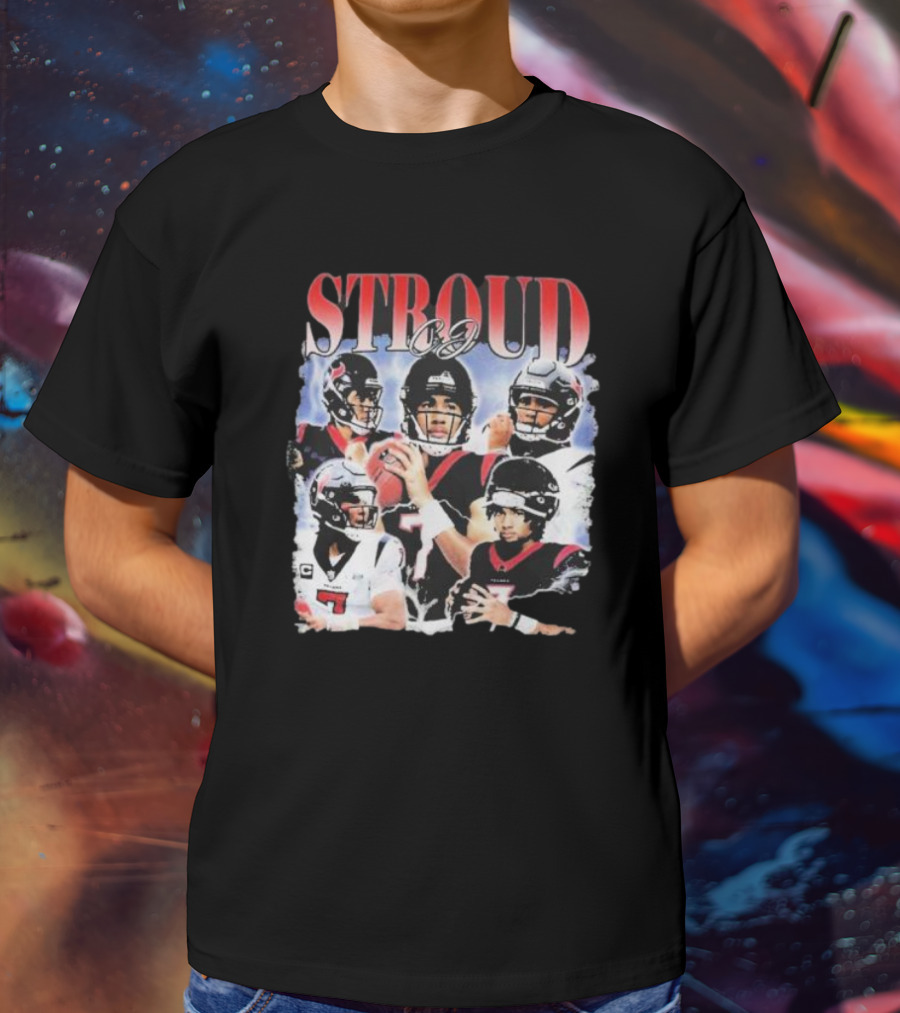 Stroud CJ Football 90s Style Houston NFL Quarterback Vintage Images T-Shirt