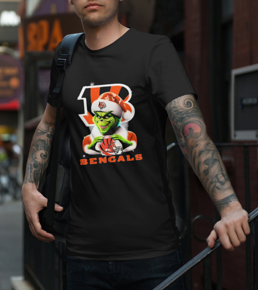 Santa Grinch Cincinnati Bengals Christmas Football T-Shirt
