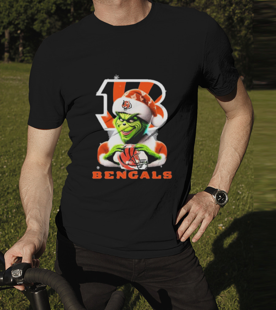 Santa Grinch Cincinnati Bengals Christmas Football T-Shirt
