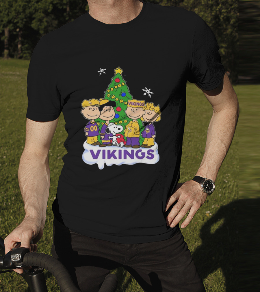 Peanuts Characters Vikings Christmas Tree Minnesota Vikings Holiday T-Shirt