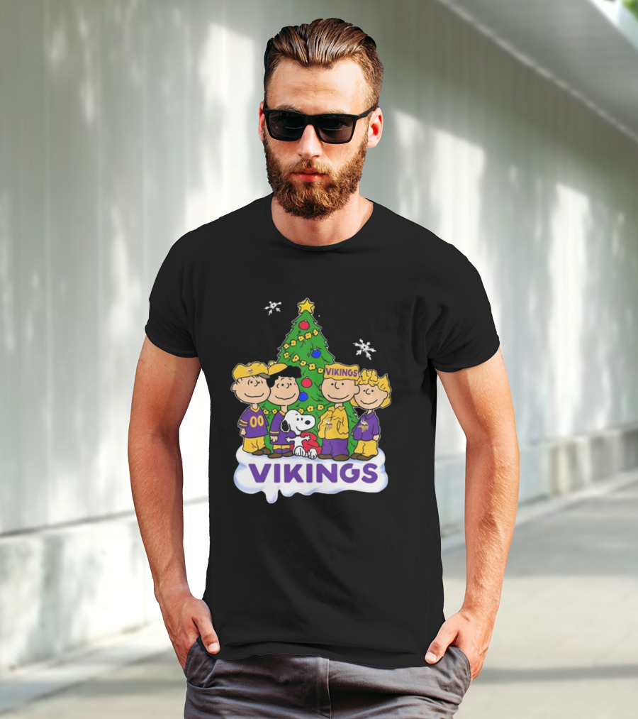 Peanuts Characters Vikings Christmas Tree Minnesota Vikings Holiday T-Shirt