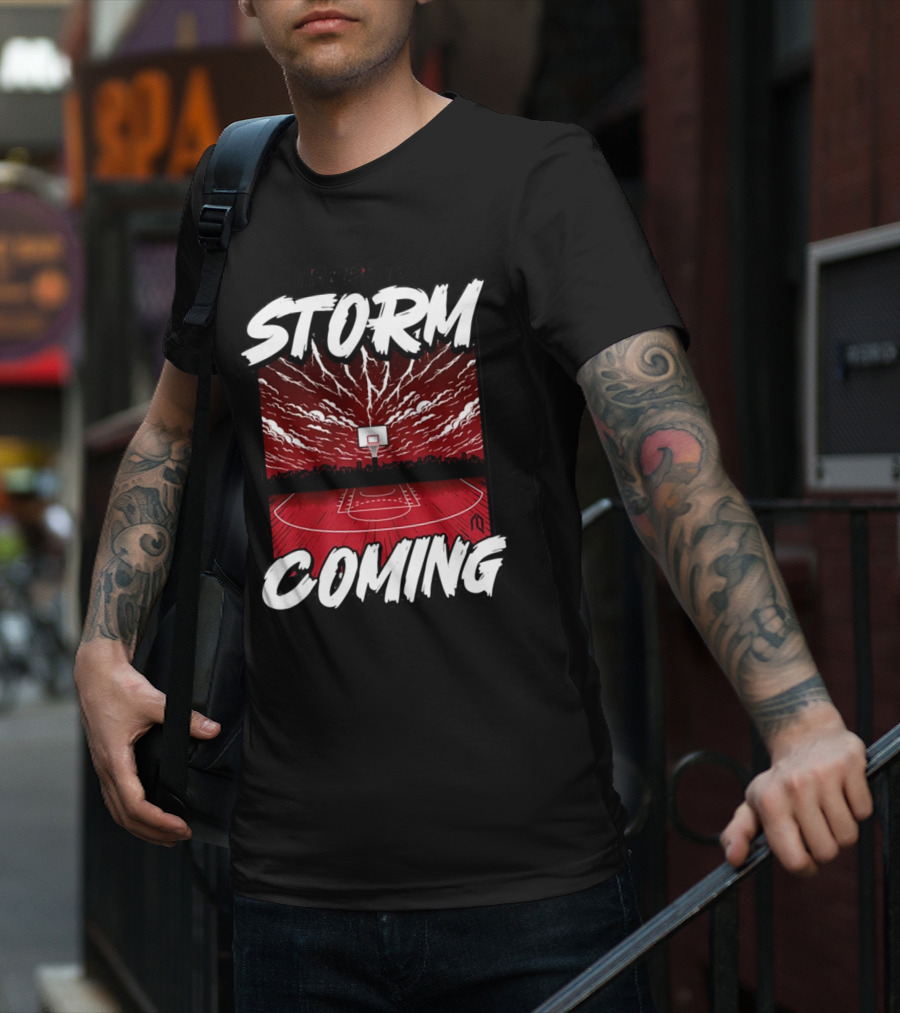 Athletelogos There Is A Storm Coming Basketball Court Thunderous Sky T-Shirt
