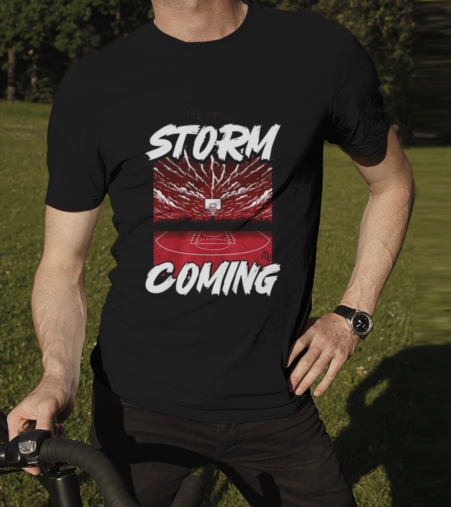 Athletelogos There Is A Storm Coming Basketball Court Thunderous Sky T-Shirt