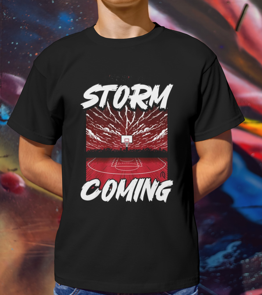 Athletelogos There Is A Storm Coming Basketball Court Thunderous Sky T-Shirt