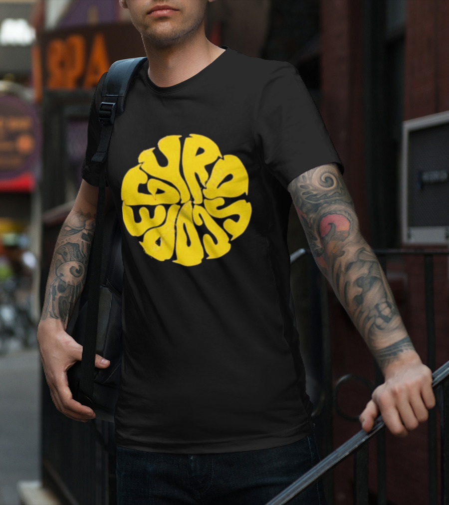 Gyroscope Liquid Logo Yellow Circular Text T-Shirt