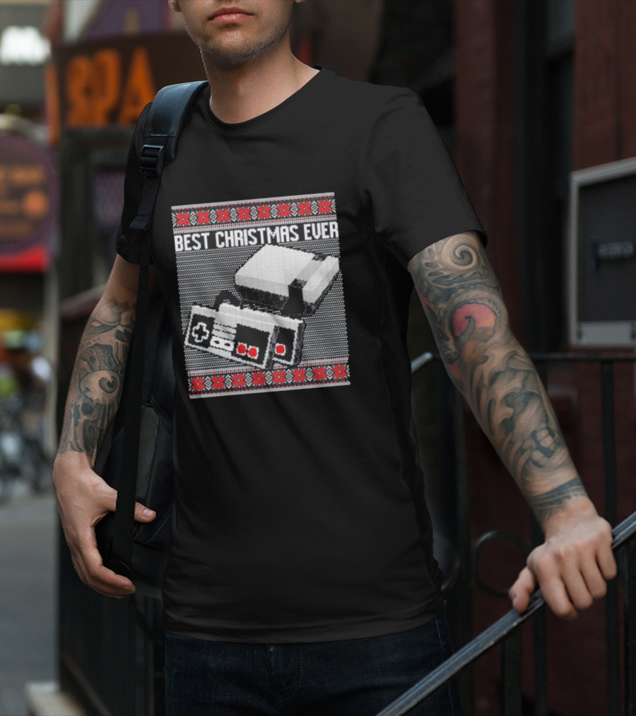 Best Christmas Ever Ugly Sweater NES Controller Retro Console T-Shirt