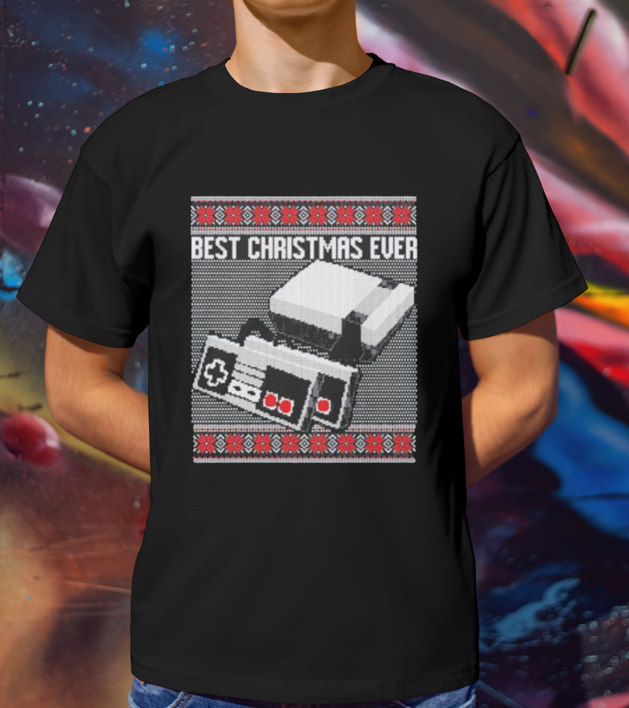 Best Christmas Ever Ugly Sweater NES Controller Retro Console T-Shirt
