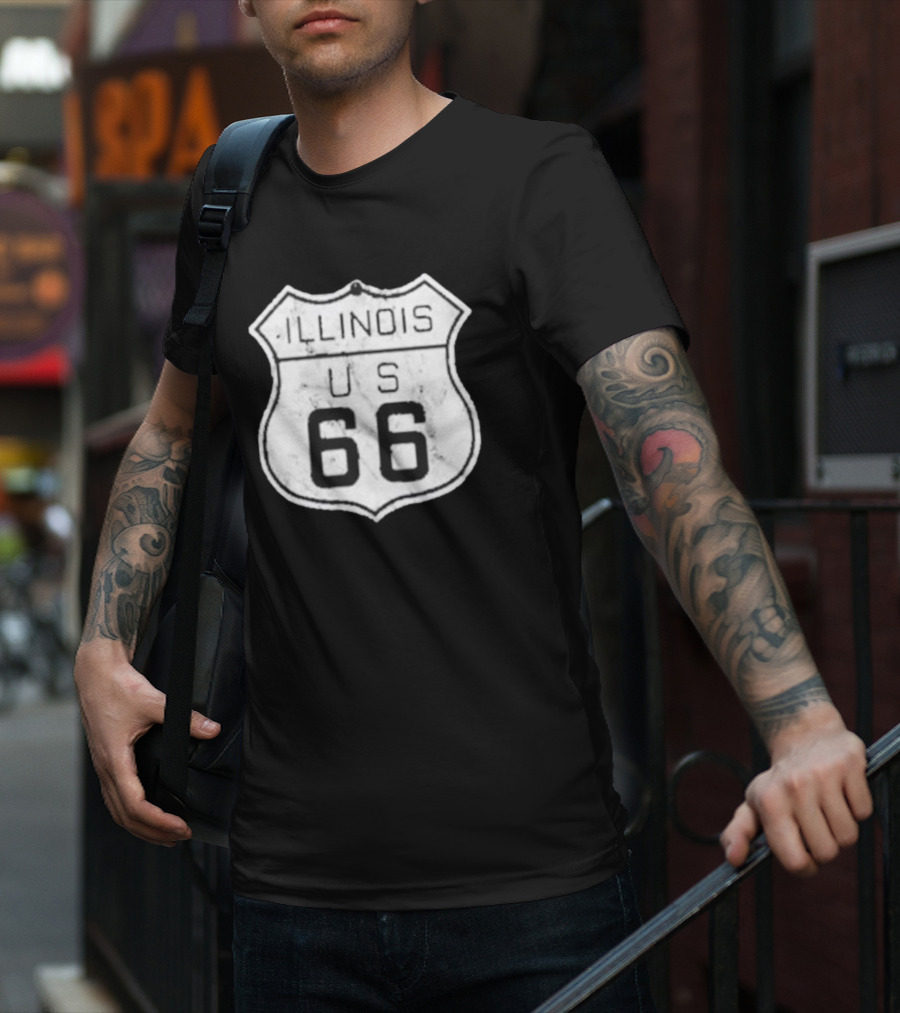 Illinois Route 66 US Vintage Shield Retro Look T-Shirt