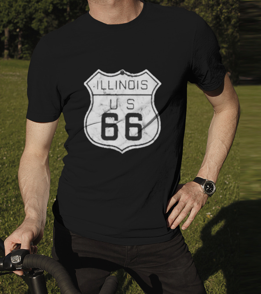 Illinois Route 66 US Vintage Shield Retro Look T-Shirt