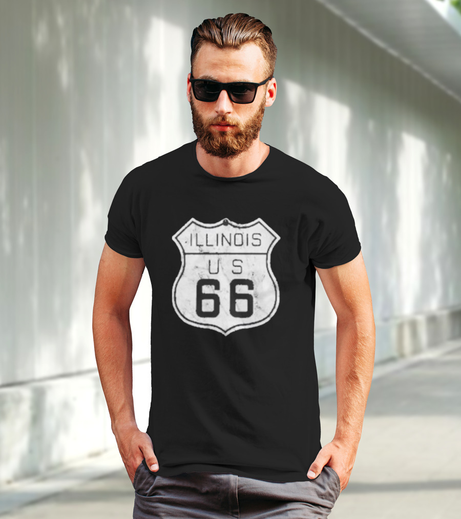 Illinois Route 66 US Vintage Shield Retro Look T-Shirt