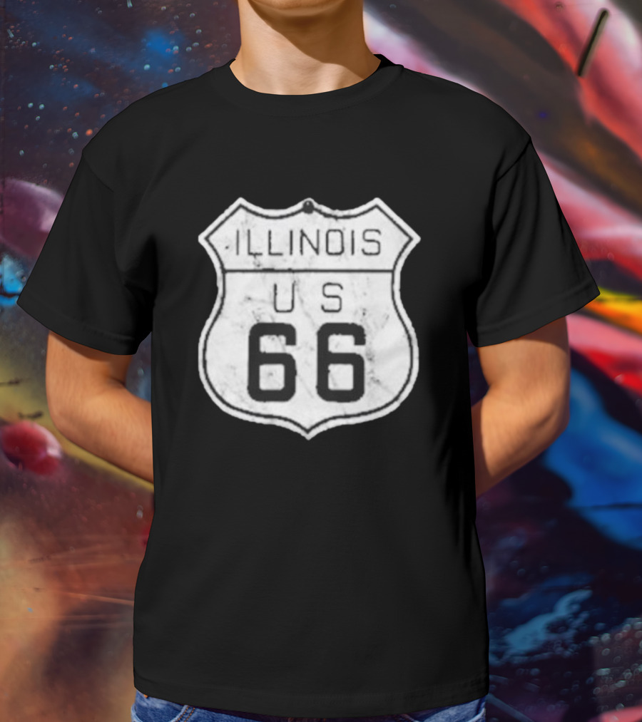 Illinois Route 66 US Vintage Shield Retro Look T-Shirt