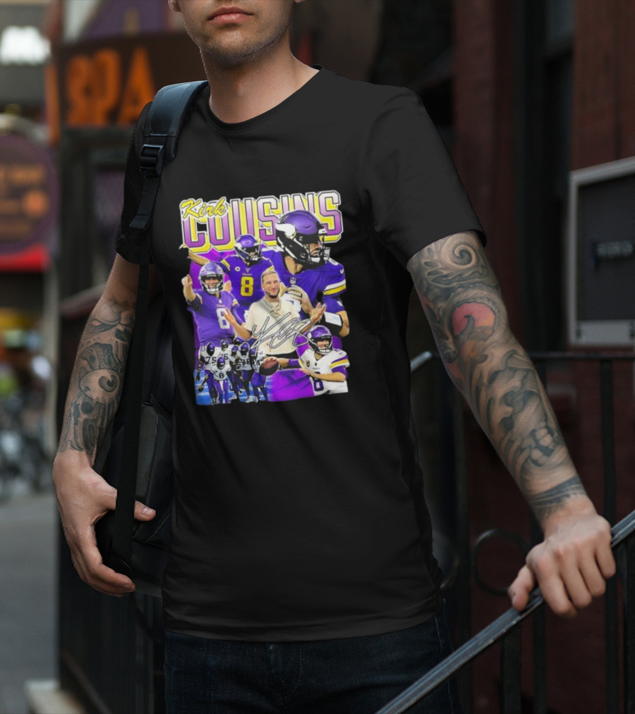 Kirk Cousins Minnesota Vikings Quarterback Number 8 Football Collage T-Shirt