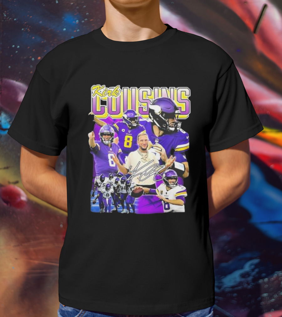 Kirk Cousins Minnesota Vikings Quarterback Number 8 Football Collage T-Shirt